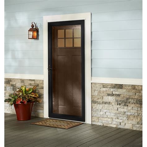 LARSON Signature Selection 36-in x 81-in Black Aluminum Storm Door Full ...