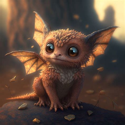 Mythical Cute Creature, AI Digital Art, Illustrated Art Decor, Ai Generated Art | Baby dragon ...