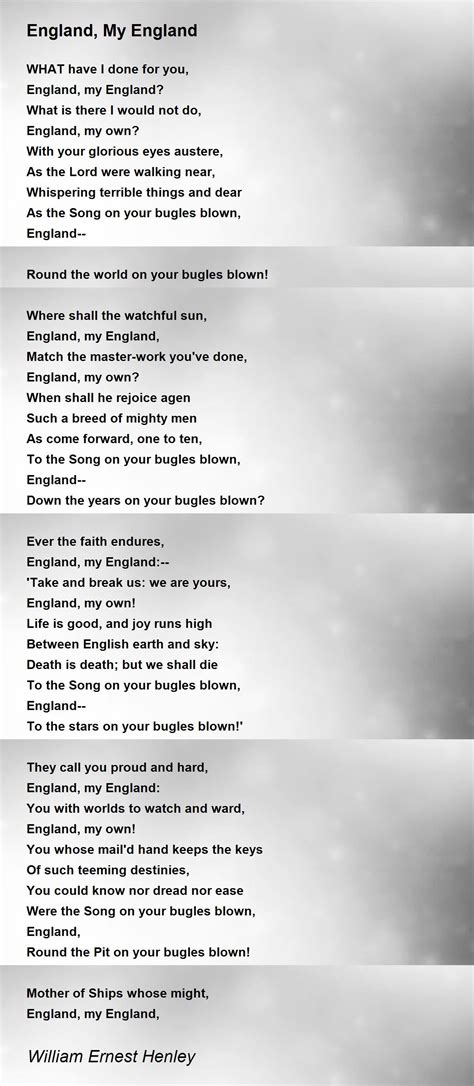 England, My England Poem by William Ernest Henley - Poem Hunter