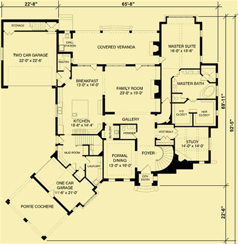 Tudor Home Plans - Large Manor House With Steep Rooflines