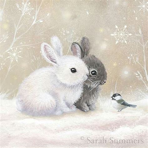 little winter rabbits | Bunny art, Rabbit art, Animal drawings