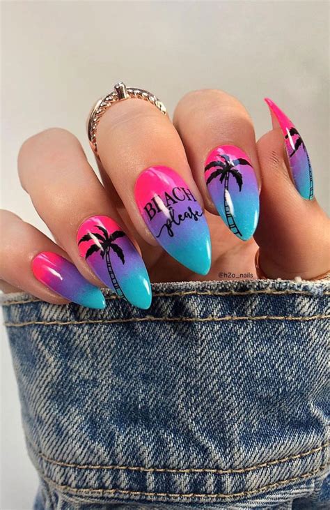 30 Coolest Summer Nails 2021 : Colorful Ombre Beach Vibes