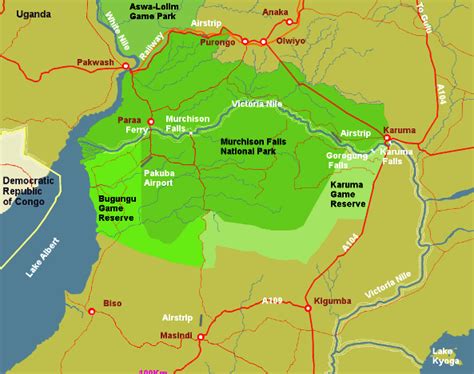 Size of Murchison falls National Park, Uganda