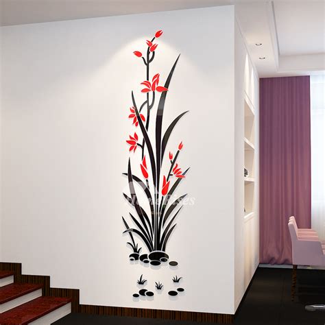 Floral Wall Decals 3D Acrylic Decorative Living Room Personalised