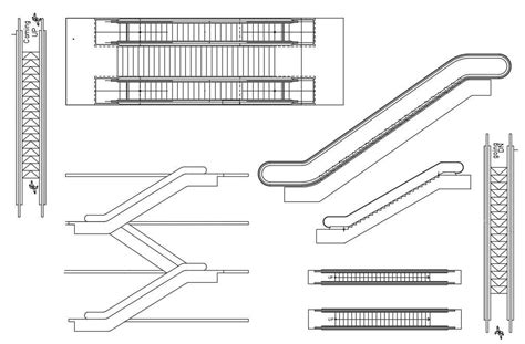 Escalator Staircase Plan And Elevation Design DWG File - Cadbull