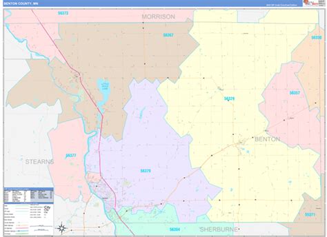 Benton County, MN Wall Map Color Cast Style by MarketMAPS - MapSales