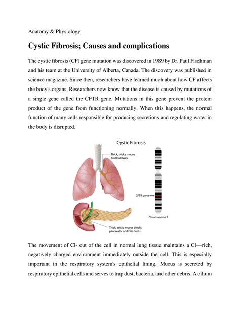 Cystic Fibrosis; Causes and complications - Anatomy & Physiology Cystic ...