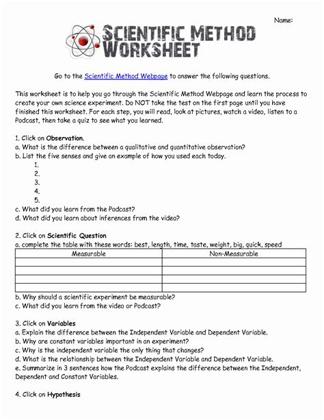 50 Scientific Method Worksheet Answers