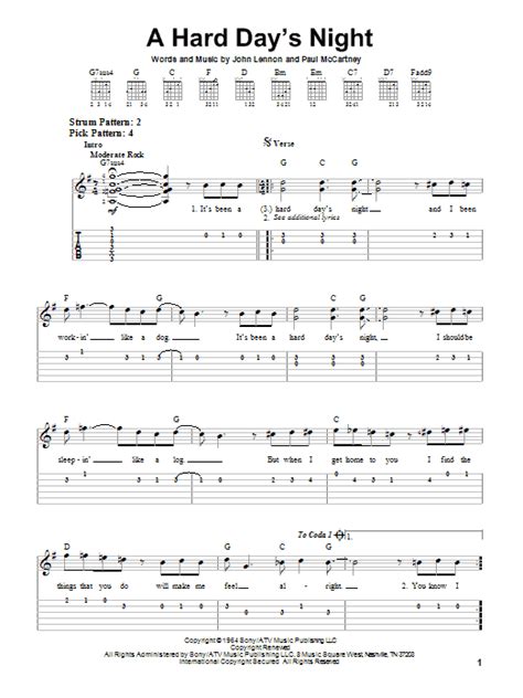 A Hard Day's Night by The Beatles - Easy Guitar Tab - Guitar Instructor