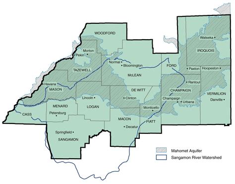 Map of the Mahomet Aquifer in the state of Illinois. | Physical science ...