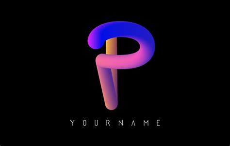 Letter P logo with rainbow gradient 3D effect. Creative vector ...