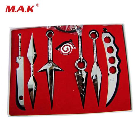 7 Pcs/Set NARUTO Mini Metal Weapons Model Hatake Kakashi Deidara Kunai ...