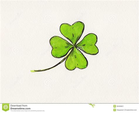 Illustration about A watercolor painting of a four-leaved clover. A symbol for luck and St ...