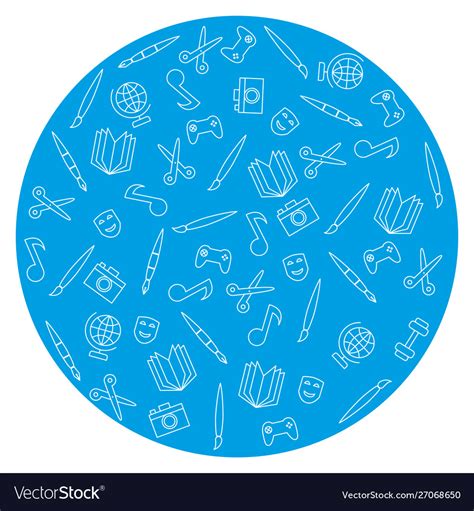 Hobbies icons set on blue background Royalty Free Vector