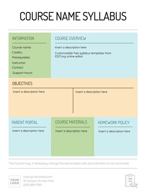 Editable Syllabus Template