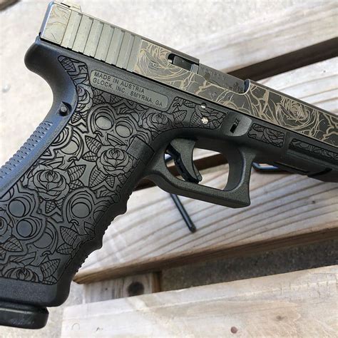 Custom Glock Laser Engraved with some Roses and Knucks I Drew up! One of my Favorites from this ...