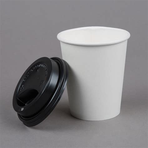 Choice 8 oz. White Poly Paper Hot Cup and Lid - 100/Pack