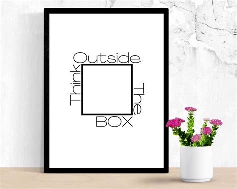 Downloadable Art Quote Print, Word Poster Motivational Sign, Think Outside the Box Inspirational ...