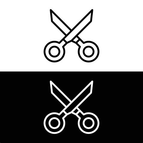 Outline scissors icon illustration on white and black background 24749973 Vector Art at Vecteezy