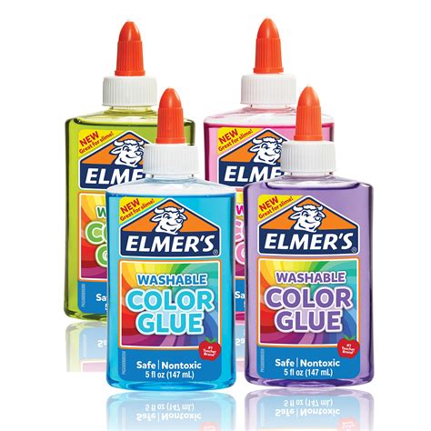 Elmer's Washable Translucent Color Glue, Great For Making Slime, Assorted Colors, 5 Ounces Each ...