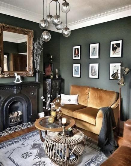 Living Room Green Walls House Colors 49+ New Ideas | Dark walls living room, Living room green ...