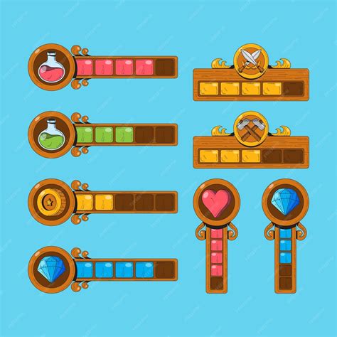 Free Vector | Video game health bar element collection