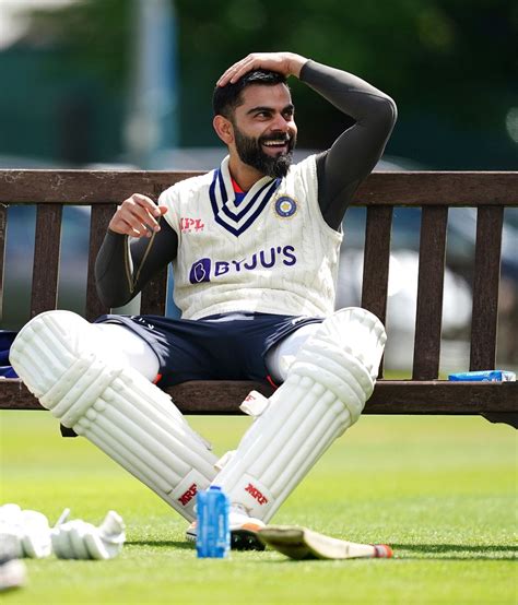 Virat Kohli looks in a relaxed mood during a practice session ...