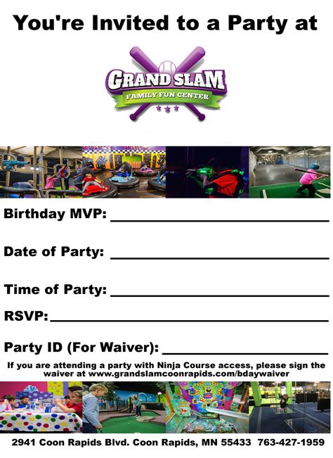 Grand Slam Family Fun Center :: Invitations