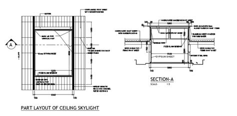 Skylight detail sectional plan top view dwg file - Cadbull