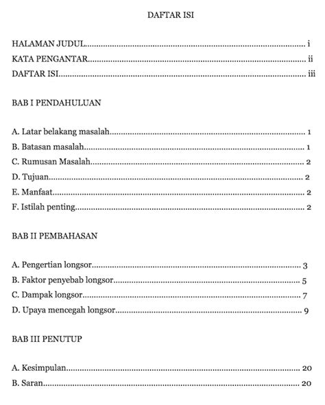 Contoh Daftar Isi Singkat Gambar Con Gambaran - Riset