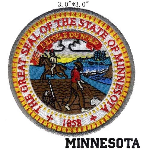 Minnesota State Seal flag embroidery 3" wide shipping /summer/plow in farm /stump badge-in ...