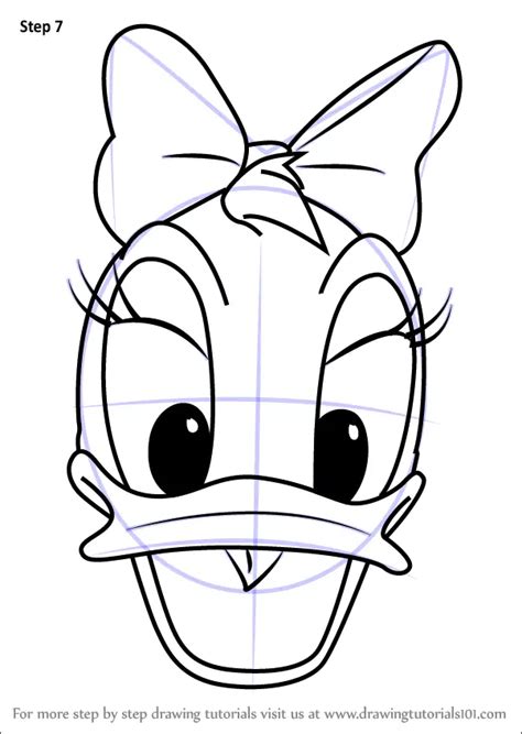 Learn How to Draw Daisy Duck Face from Mickey Mouse Clubhouse (Mickey Mouse Clubhouse) Step by ...