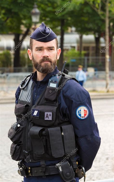 The French policeman on duty in Bastille Day military parade. – Stock ...