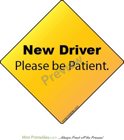 Printable "New Driver, Please be Patient" Sign