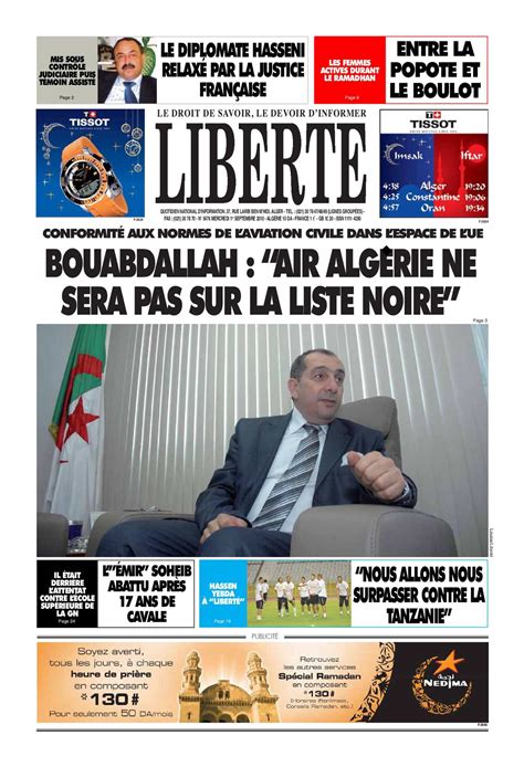 Calaméo - LIBERTE ALGERIE (liberte-algerie.com) du 01 Septembre 2010