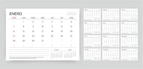 Premium Vector | Spanish 2024 calendar Planner template Table schedule ...