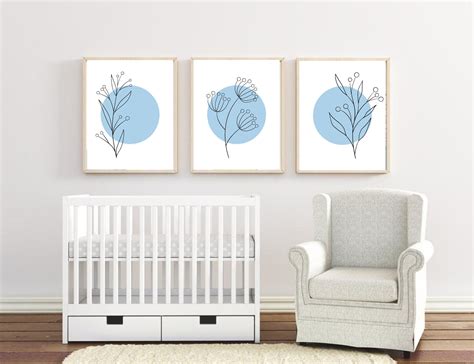 Set of three wall art prints Baby blue art print Neutral | Etsy