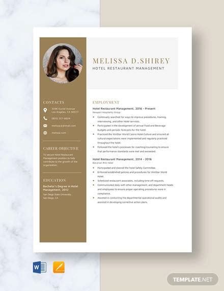 FREE 12+ Sample Restaurant Resume Templates in PDF | MS Word