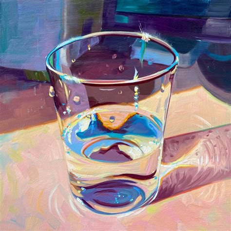 Glass of water III - Oil painting print - AlaiGanuza