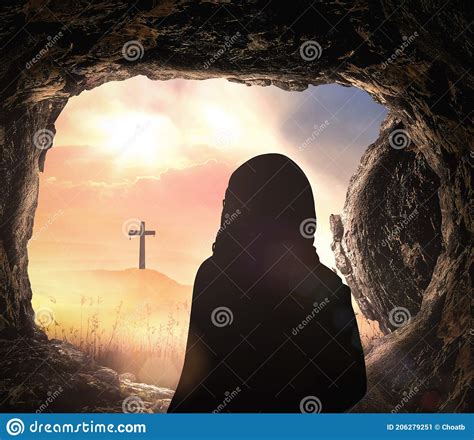 Jesus Christ Is Risen From Tomb With Cross Stock Image | CartoonDealer ...