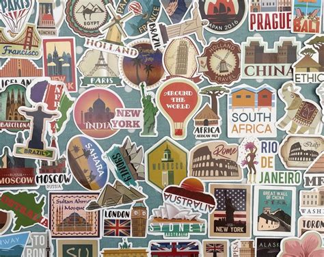 World Destinations, Countries, Attractions Travel Stickers. Pack of 100 - Etsy