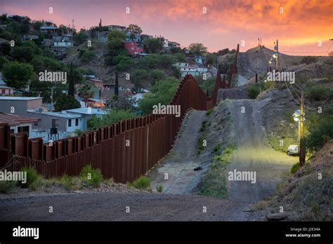 Nogales, Arizona - The U.S.-Mexico border fence separates Nogales Stock ...