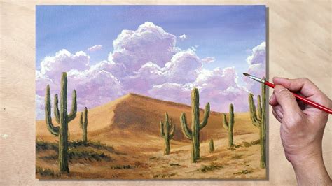 Cactus Simple Desert Landscape Painting - Gwerh