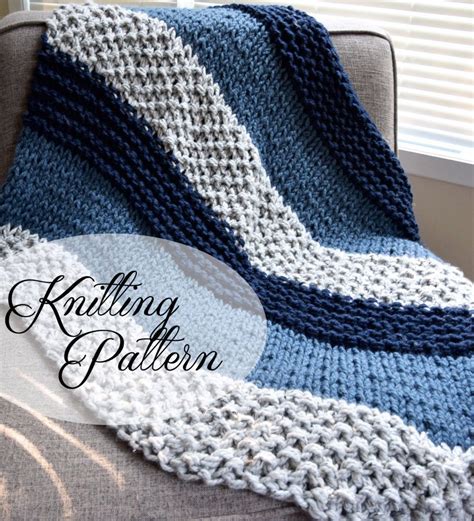 Knitting Pattern for Easy Beginner Chunky Blanket - This throw knit in ...