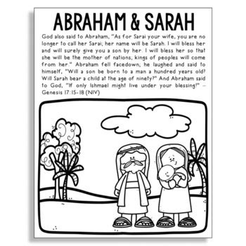 ABRAHAM AND SARAH Bible Story Coloring Page with Verses | Religious Activity