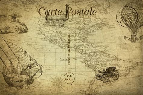 Map Vintage Travel Postcard