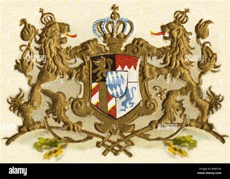 heraldry, coat of arms, Bavaria kingdom, national arms, Germany Stock ...