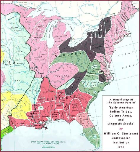 "A Detail Map of the Eastern Part of 'Early American Indian Tribes, Culture Areas, and Lingustic ...