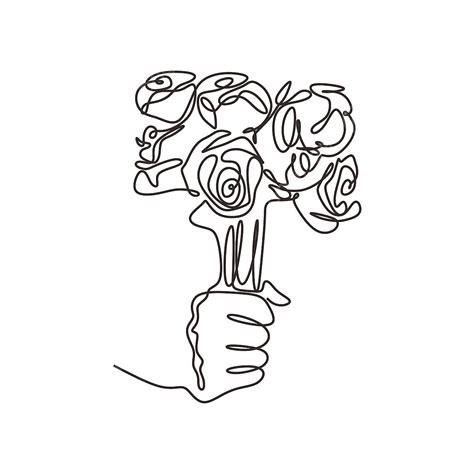 Rose Flower Bouquet Vector PNG Images, Hand Holding Bouquet Of Rose Flowers Minimalism ...