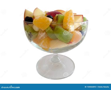 Fruit Salad Isolated on White Background Stock Image - Image of dessert ...